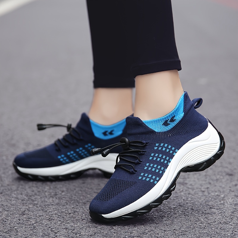 Women's Knitted Sports Shoes, Breathable & Comfortable Low Top Running  Shoes, Casual Tennis Gym Shoes