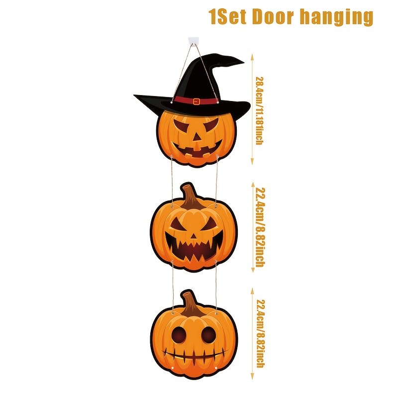 TEMU 1 Set, Hängeornamente, Happy Halloween Türhänger, Hut Kürbis Muster Papier Anhänger, Halloween Dekoration für Zuhause, Halloween Party Zubehör,
