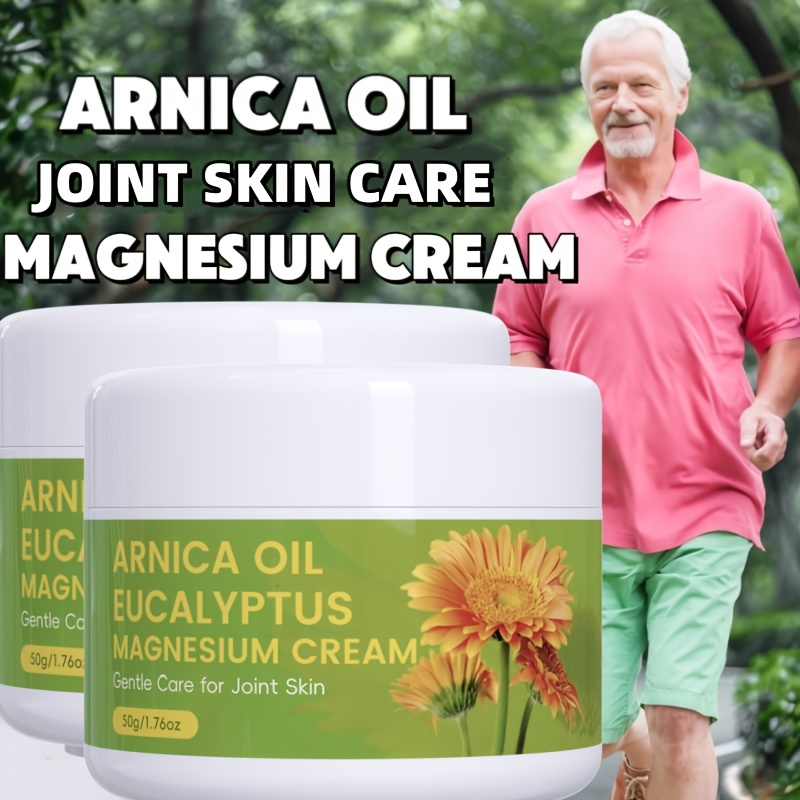 2pcs Arnica Oil Magnesium Cream for Joint Skin Care, Moisturizing Hand & Foot Cream with Eucalyptus, Jojoba, Hyaluronic Acid, Vitamin E, Chamomile, and Lavender, Non-Greasy, Fast-Absorbing, Long-Lasting Hydration for Athletes & Seniors