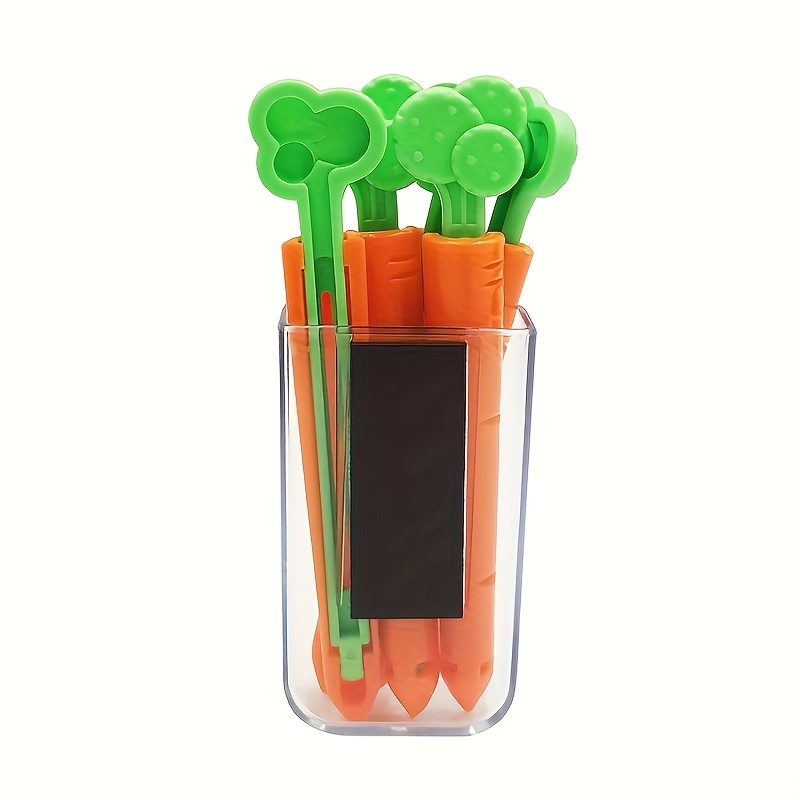 12pcs magnetic carrot shaped plastic clips non food contact sealed refrigerator pantry clips suitable for plastic bags snack packs kitchen organizing accessories Product details 2