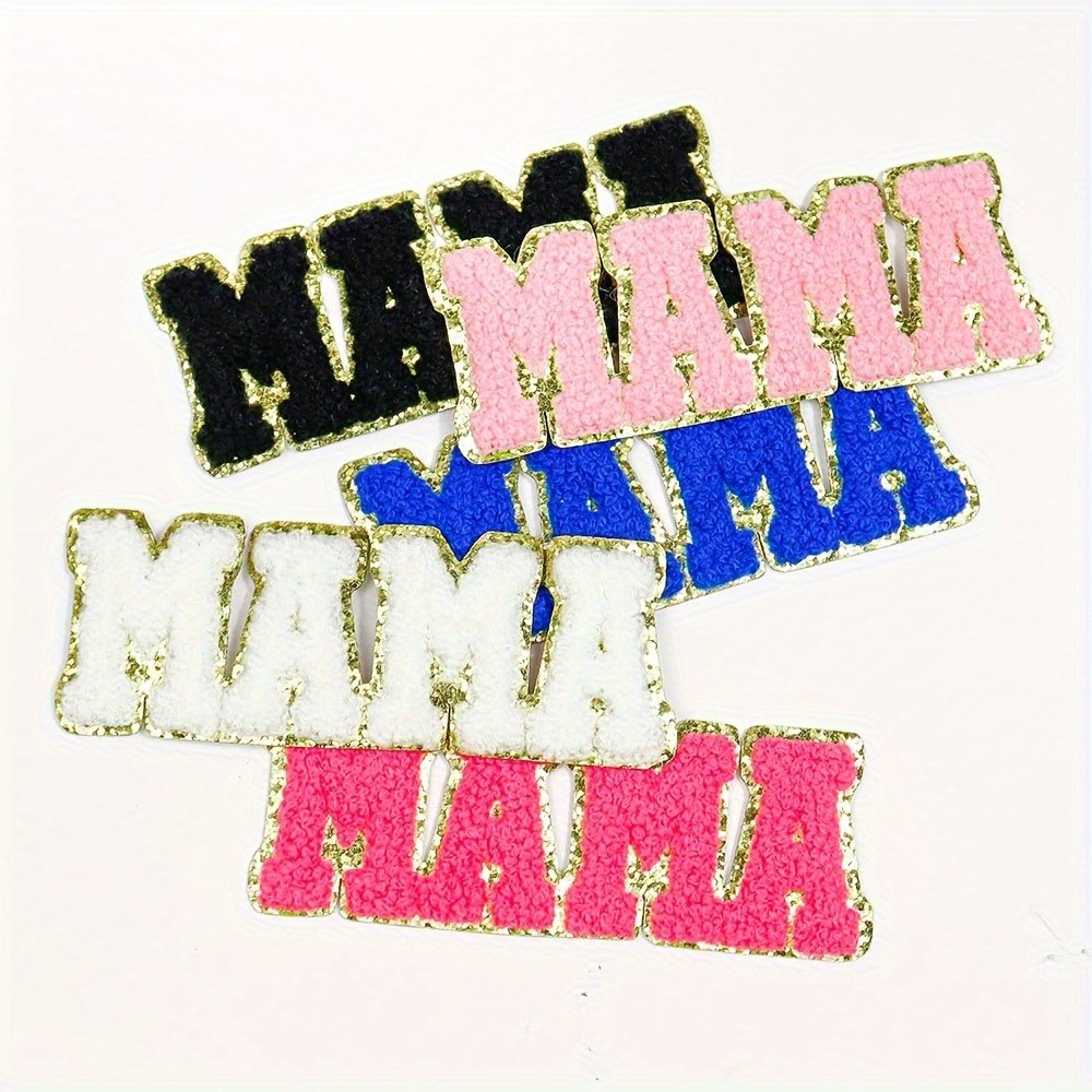 

5pcs Mama Embroidered Patch Set, Iron-on Appliqué Badges For Clothing Decoration - Multicolor