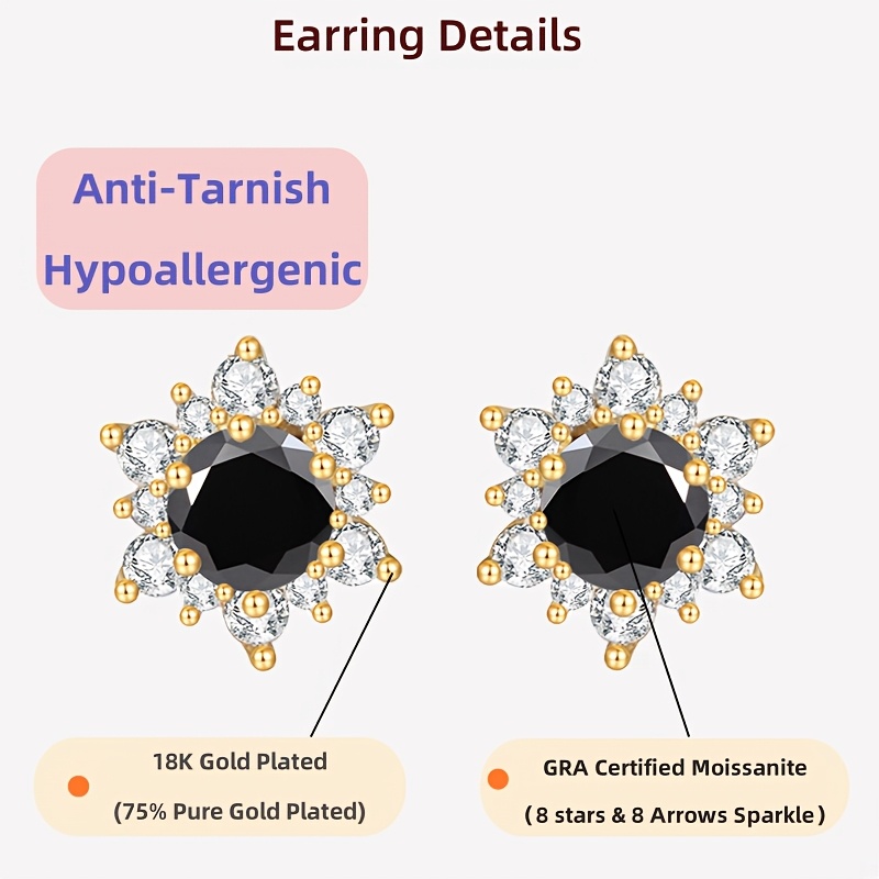 Floral-Shaped Moissanite Earrings, Minimalist Design