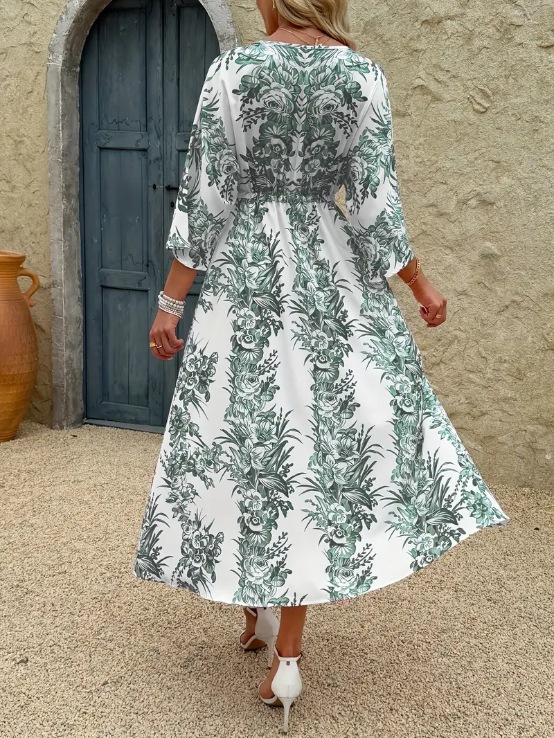 womens v neck batwing sleeve floral print maxi dress side - Temu womens v neck batwing sleeve floral print maxi dress side - Temu