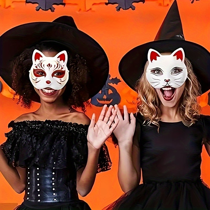12-Pack White Paper Cat Masks - Blank DIY Therian Masks For Painting & Cosplay