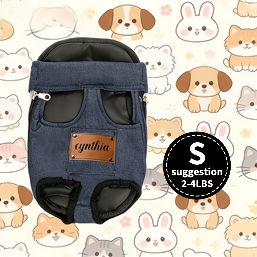 Custom 1pc Dog Carrier Bag, Self-Defined Text Dog Carrier Bag, Adjustable Pet Harness for Small to Medium Dogs and Cats, Breathable and Heat-Resistant, Quick-Release Safety Buckle, Comfortable Chest Harness, Zipper Closure