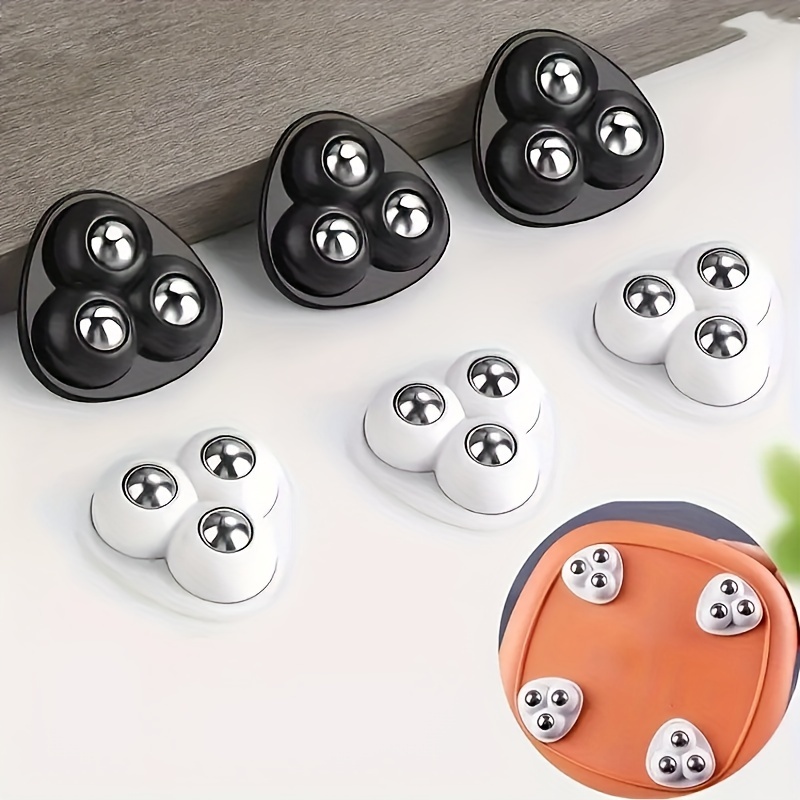 

4pcs Self-adhesive Wheels With , No-drill Installation, Quiet Rolling For Furniture & Boxes - Steel Ball Bearings