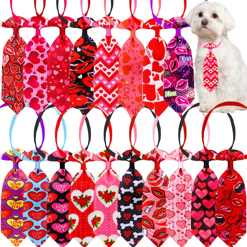 

10-pack Pet Ties For Dogs And Cats, Adjustable No-tie , 's Day Design, Beauty Accessory For Pets