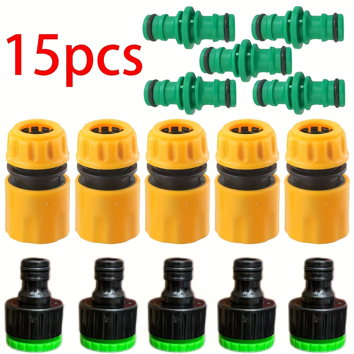 Image of 15 Plastic Garden Irrigation Hose Fittings With Standard Threads- Compatible With 1/2 And 3/4 Faucets, Durable Irrigation System Parts For Efficient Watering, Garden Hose Fittings