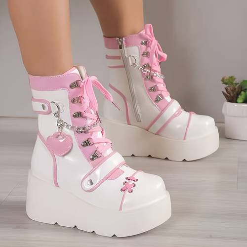 punk y2k boots thick platform sole with round toe full cushioning zipper closure edgy boots suitable for concerts parties daily wear women shoes