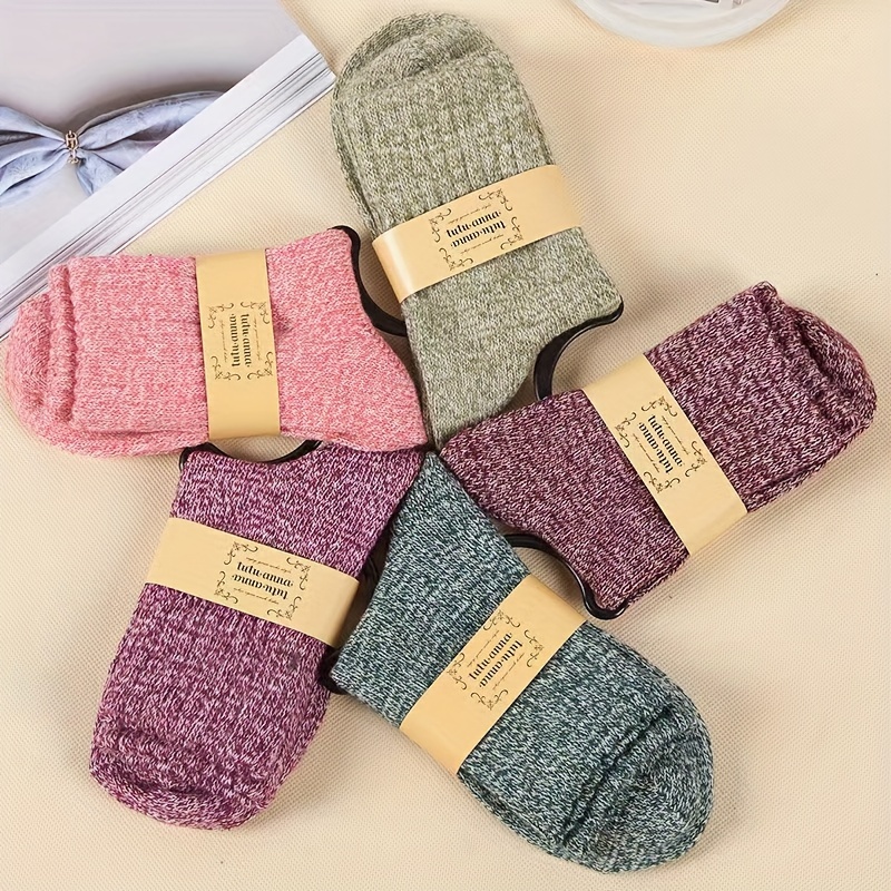 

4pcs Cozy Women's Winter Socks - , Knitted, Warm & Comfortable Ankle Socks In Assorted Colors With - Ideal For Outdoor Activities & Travel