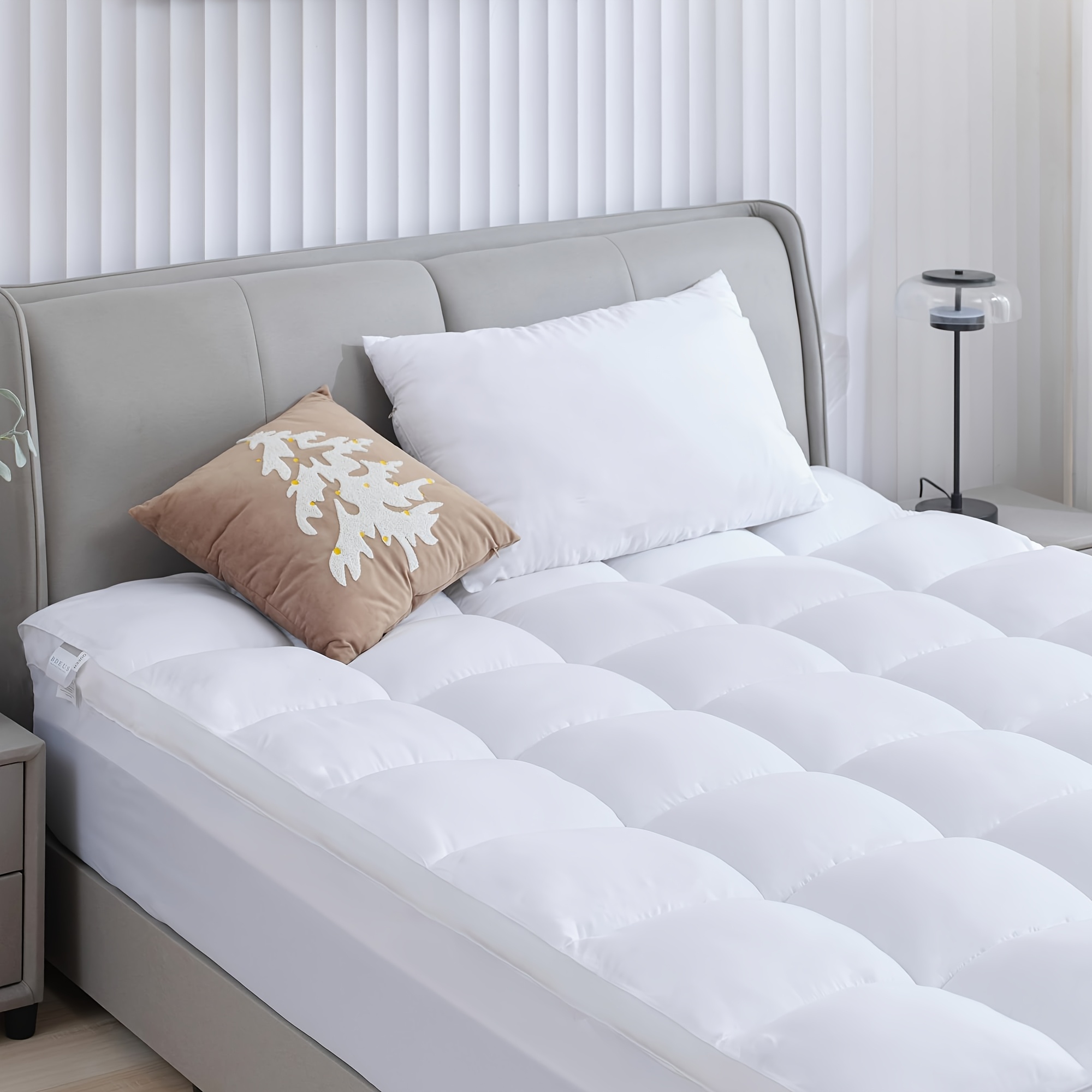 TEMU Twin Mattress Topper, 500 Gsm Cotton Pillow Top, Quilted Fitted Mattress Protector With 8-21" Deep Pocket, Soft Mattress Pad Twin Size - White