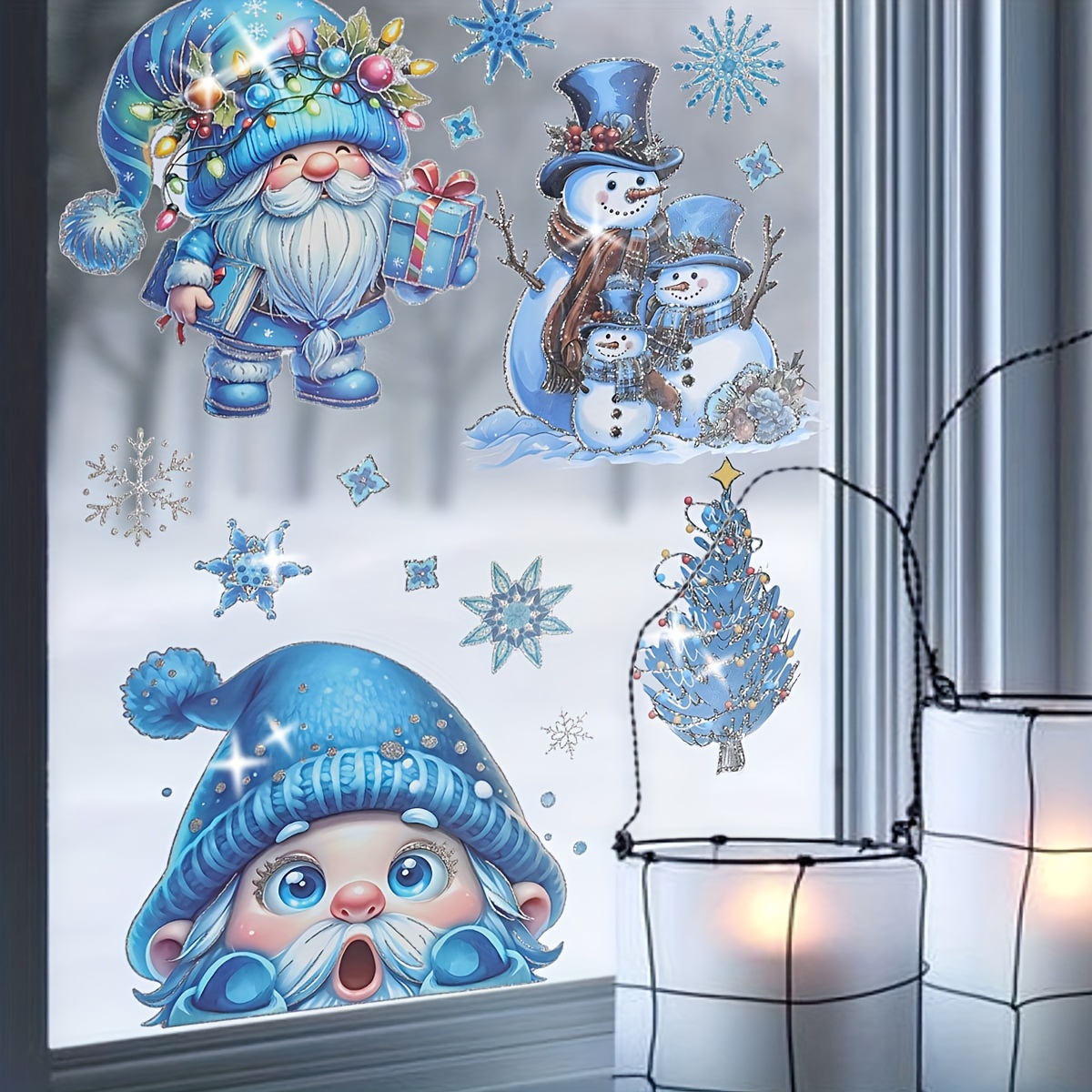 

132pcs Cartoon Christmas Window Clings, Colors Pvc, Static Cling, Reusable, Sparkling & Reindeer Santa Decor, Irregular Shapes, For Indoor & Outdoor Glass Surfaces, Art Craft Stickers