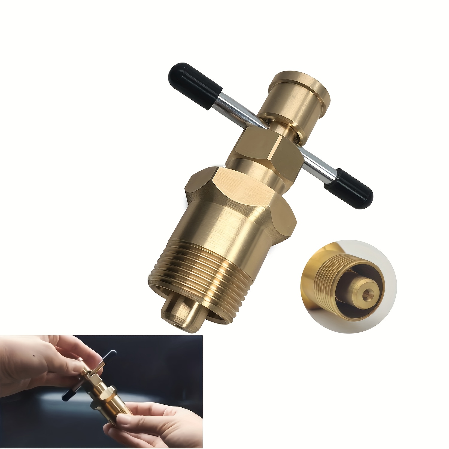 

Brass Olive Remover Puller Tool With Black Handle - Ideal For 1/2" & 3/4" Diameter Solid Brass Fittings, Copper Pipes - -free Nut Removal