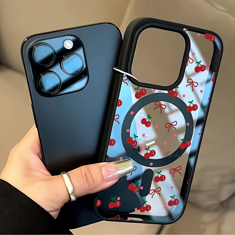 TEMU Phone Case - 1pc Of Fruit Cherry Bow Pattern Phone Case, Compatible With Iphone 17/17 Air/16/15/14/13/12/11 Pro Max/xs Models, Suitable As A