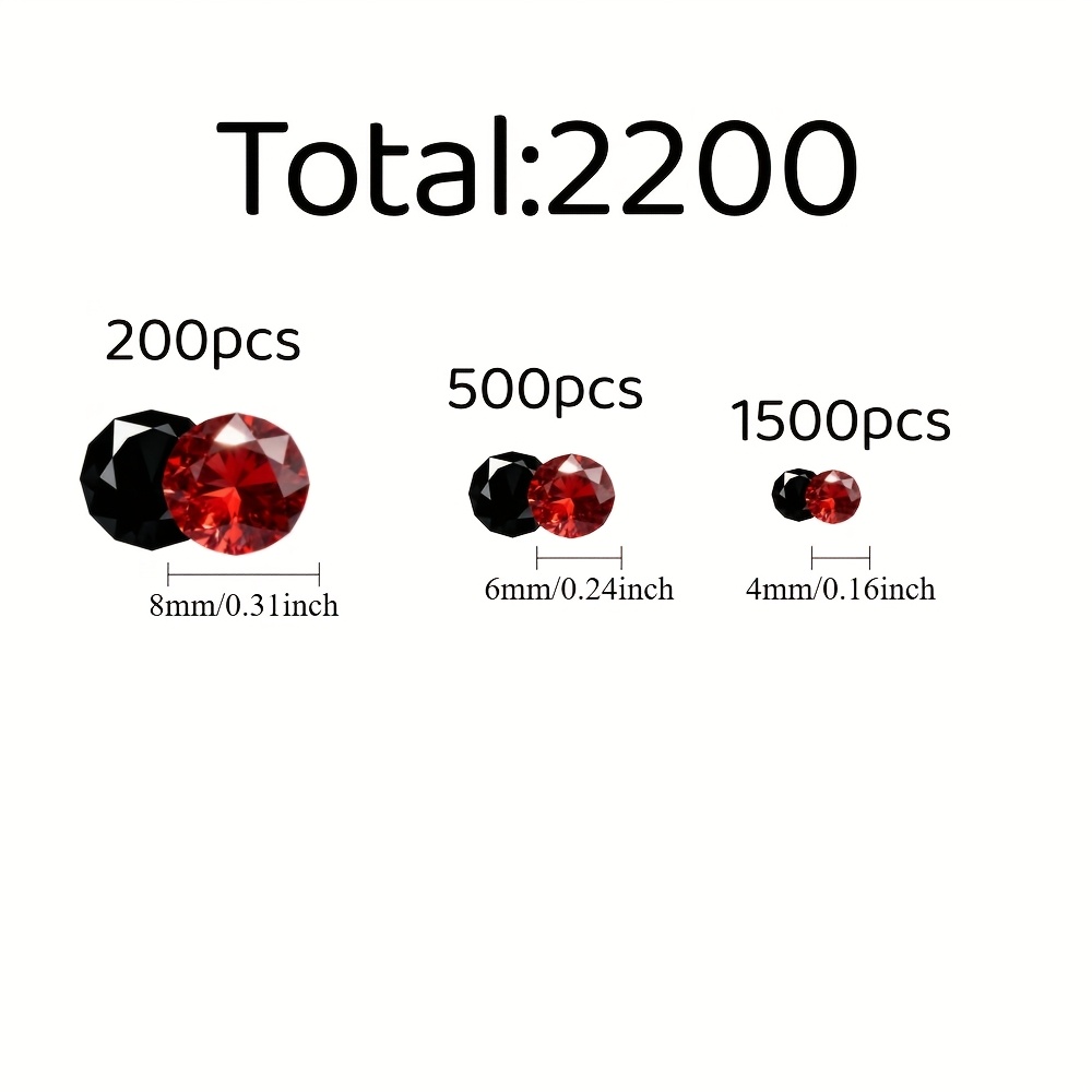E-shop 2200 Stück schwarze rote Kunst-Diamanten, geeignet für Vasenfüllung, Heimdekoration, Hochzeiten, Vasenfüller für Tischdekorationen, Diamanten,