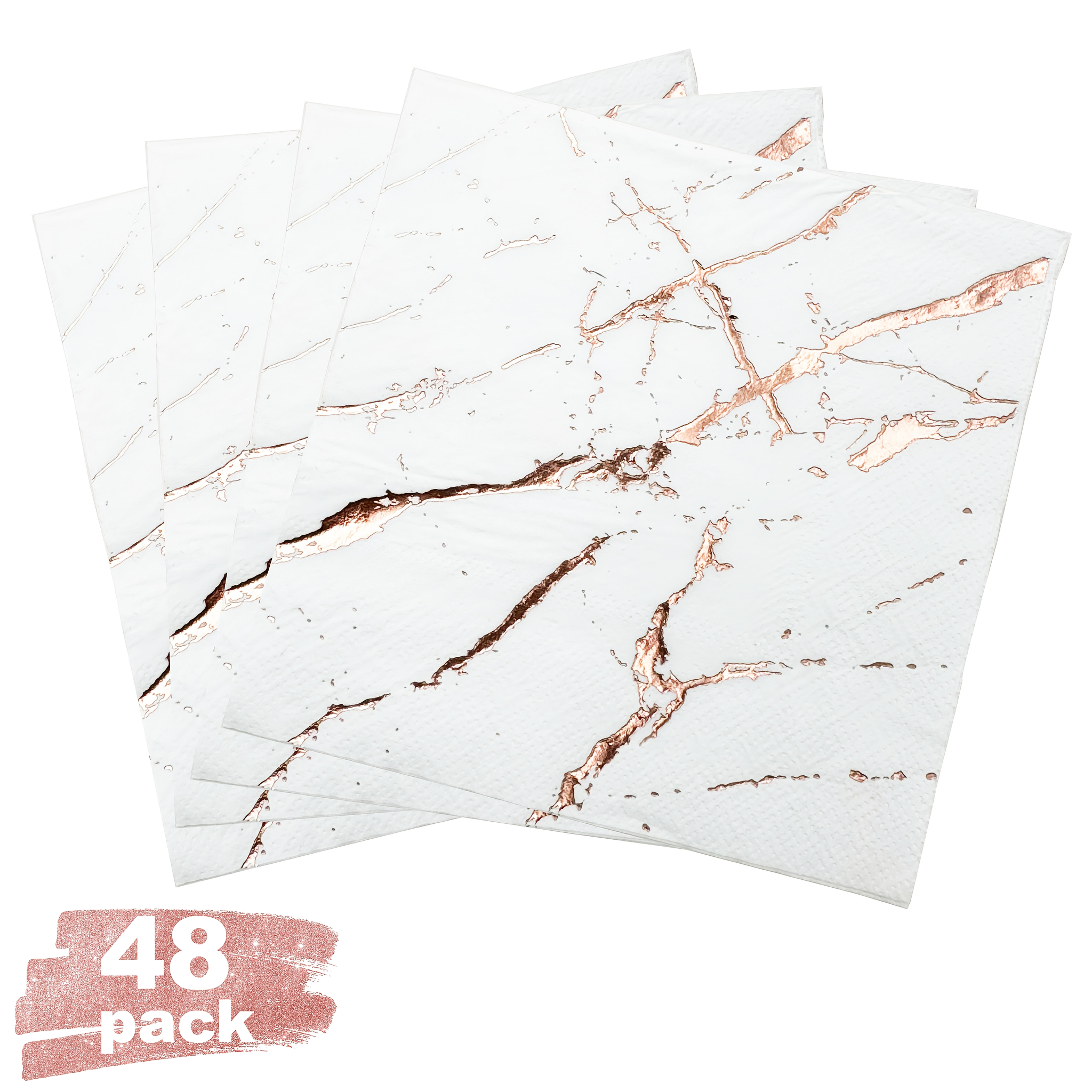 Image of 48 Pack Rose Napkins, Disposable Hand Guest Towels For Parties, Holiday Anniversary Birthday Party Bridal Shower Decorative Ply Rose Foil