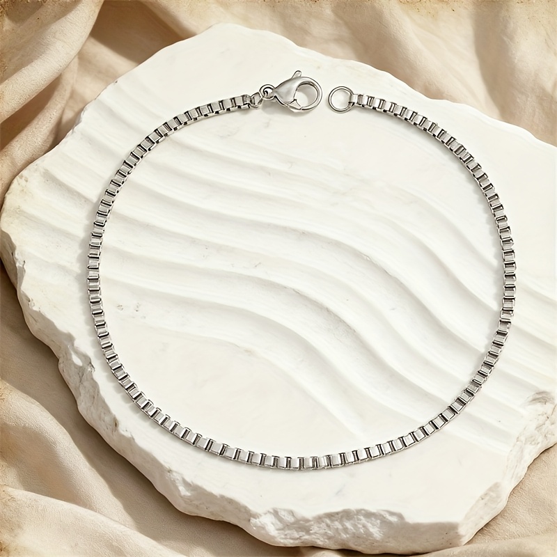 TEMU 1 Stück Unisex Vintage Trendy 316 Edelstahl Box Chain Armband für die Rückkehr zur Schule, Persönliches Design Vielseitiges Paararmband, Ideal