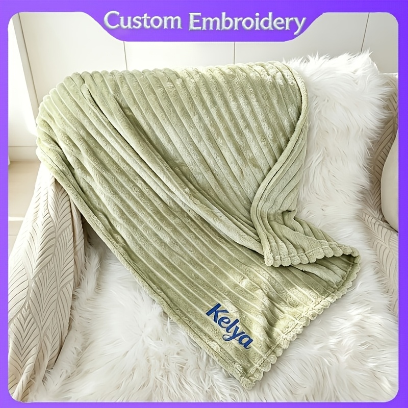 Custom Embroidered Name Flannel Blanket
