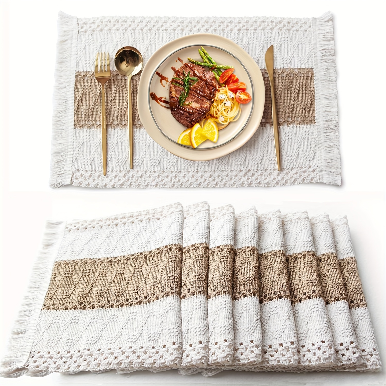 TEMU 2/4/6/8pcs Bohemian-style Table Mats, Suitable For Home, Kitchenware, Dining Tables, Restaurants, Tableware Accessories, Tabletop Accessories,