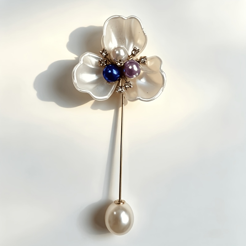 TEMU Broche Elegante de con Perla Falsa Artificial, Alfiler de Solapa Versátil para Vestidos/Camisas/Ropa de Oficina, Recubrimiento Antimanchas,