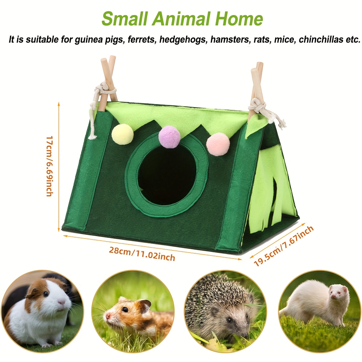 Hamster Hideout Tent Rabbit Rat Tunnel House Small Animal Tube Toy Warm Nest Habitat