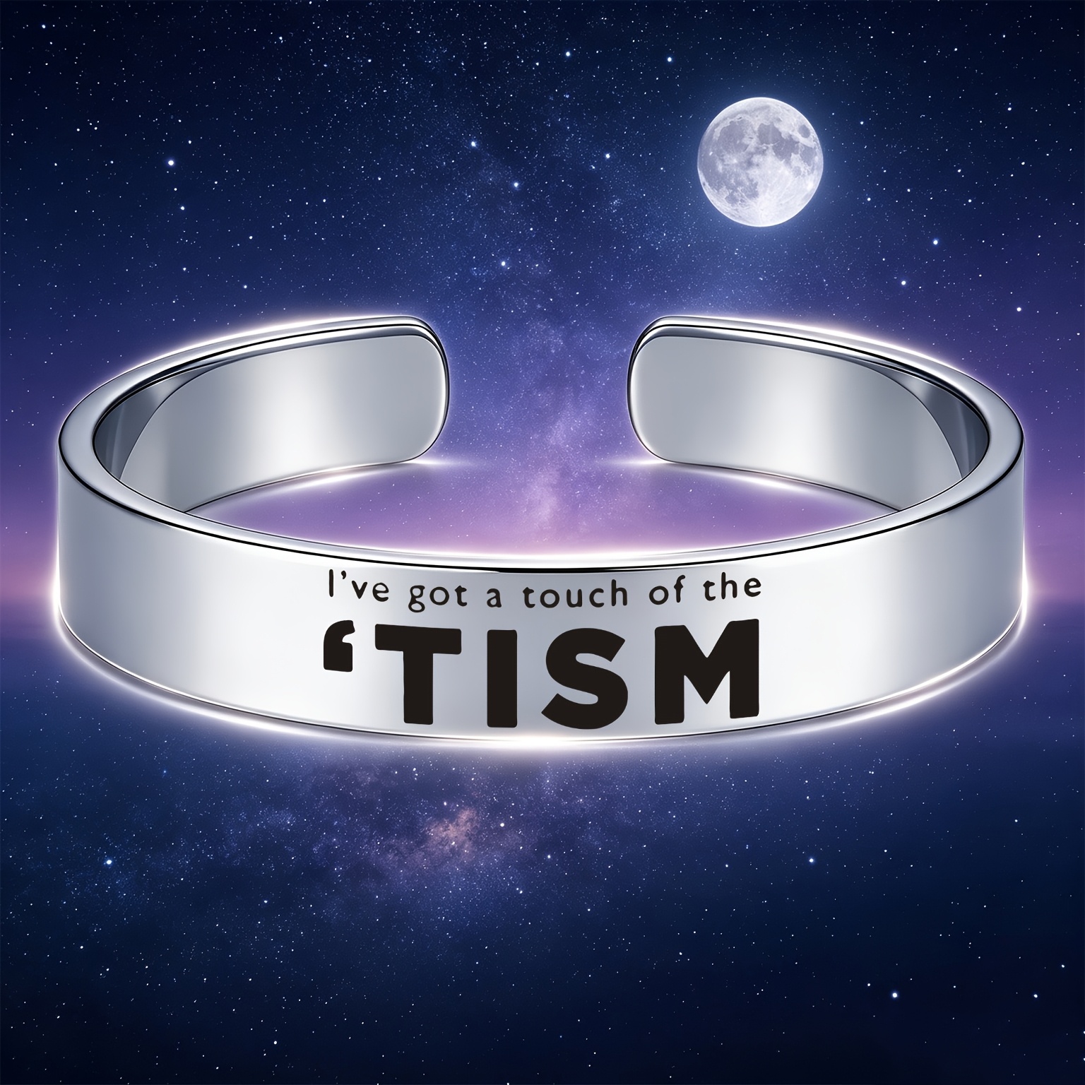 Women's Stainless Steel Open Bangle, Self-Acceptance Theme