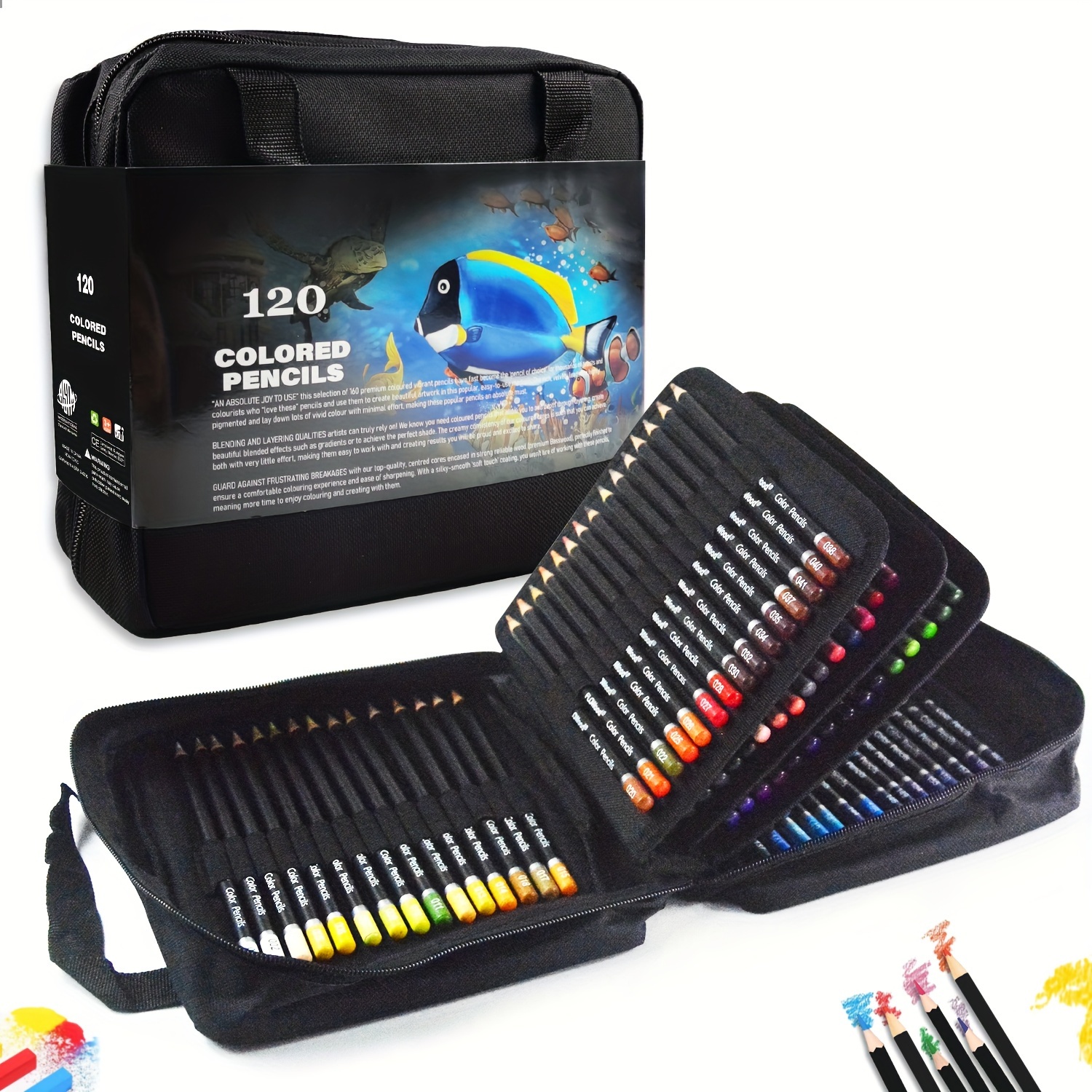 

120 Pre-sharpened Wood Colored Pencils Set With Medium Point - Quality Soft Core Leads For Artists & Colorists - Portable Zipper Case Included