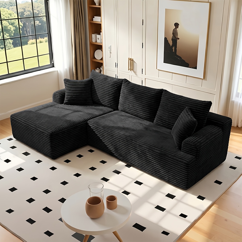 TEMU Canapé d'angle de U, mobilier de salon de style moderne, coussin et très élastique, assise extra profonde, design nordique chaud, canapé combiné