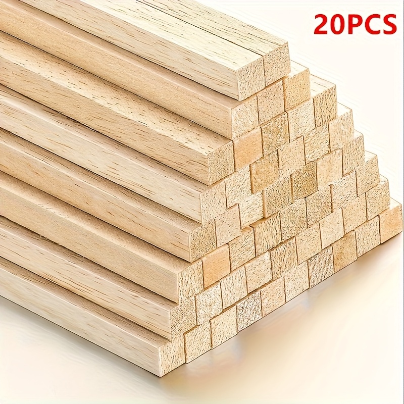 20pcs of 19 7 inch long unfinished wooden square dowel rod wood strips wooden craft sticks square dowels for crafts model making projects home decor