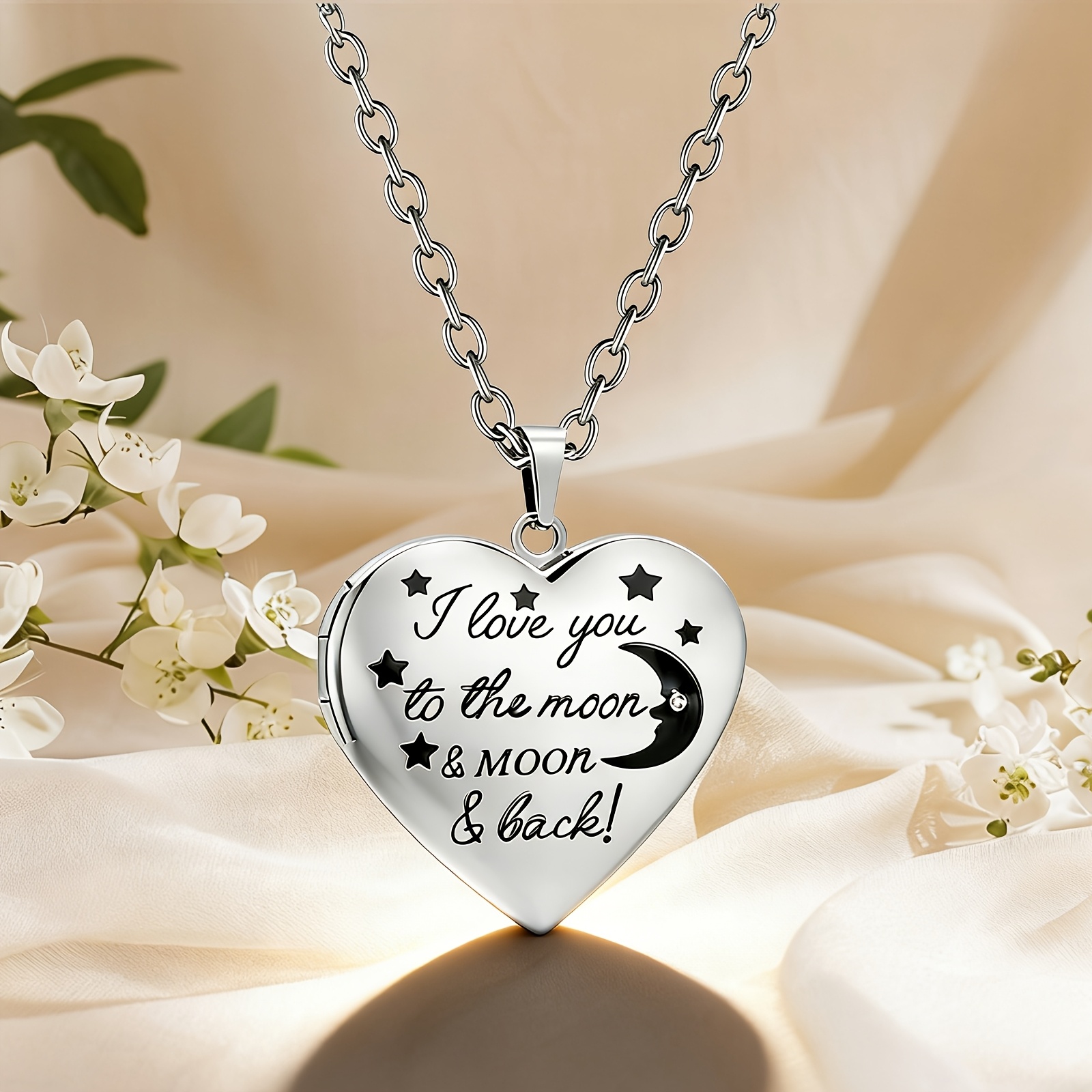 Heart-Shaped Photo Memory Pendant Necklace