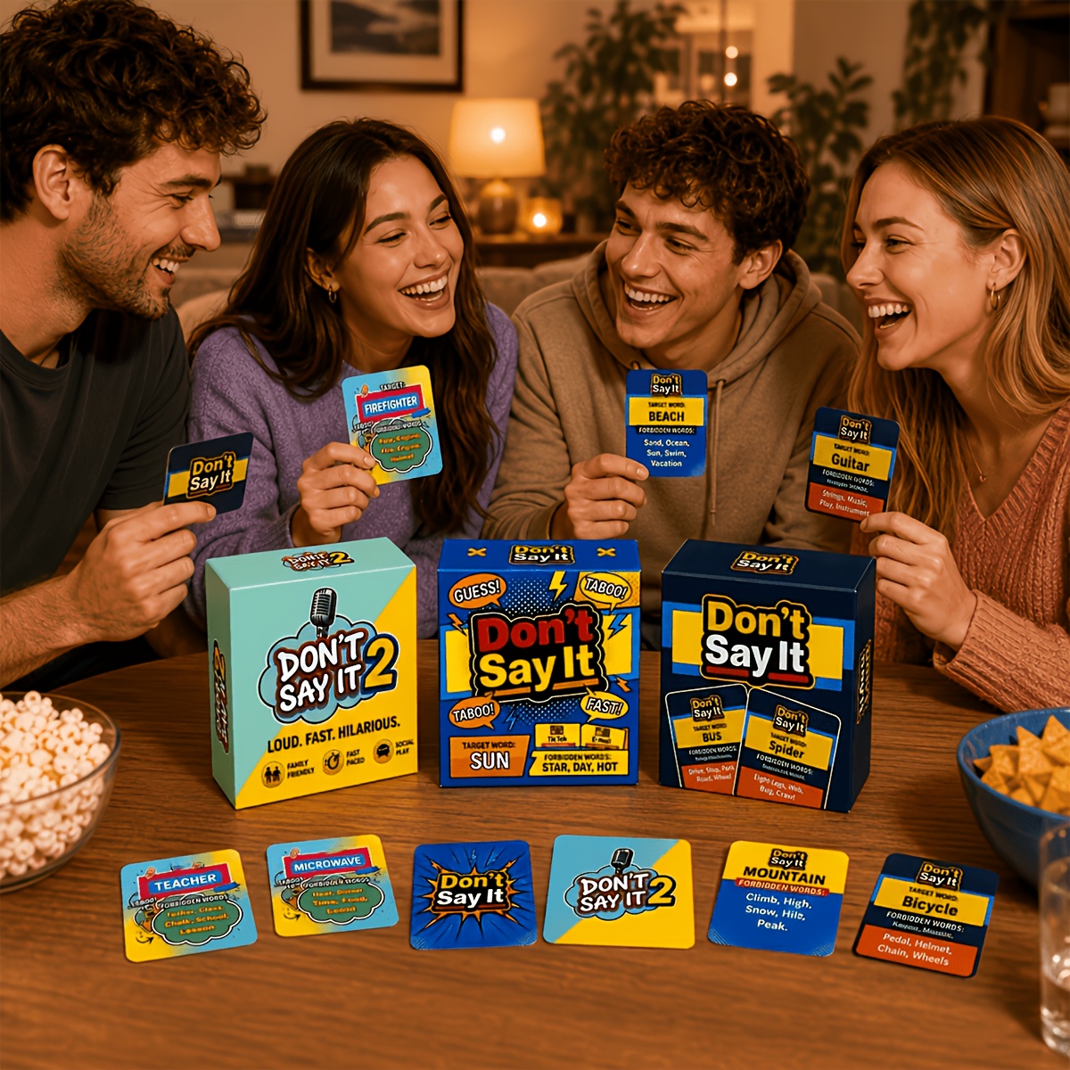 3pcs Don't Say It Hot Party Cards, Premium Word Game