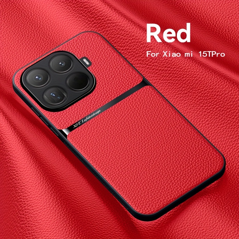 TEMU Phone Case - Compatible With For Xiaomi 15t Pro/15t, This Faux Leather Phone Case Features A Lychee Pattern On The Back. It A Comfortable Grip,