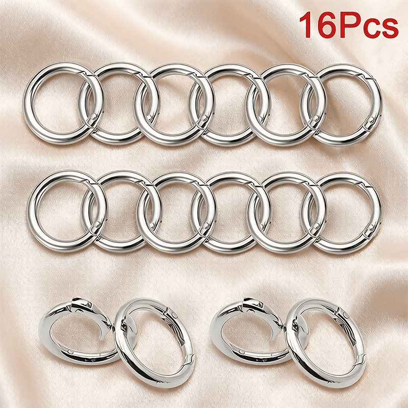 TEMU Lot de 16 mousquetons à ressort à anneau en O en métal multicolore – Boucles de connexion rondes amovibles pour sac à dos, crochets rapides pour