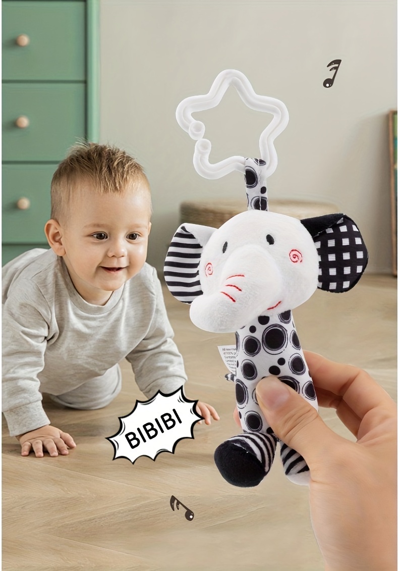   and white childrens small wind chime toys rattle plush toys car hanging wind chime details 7