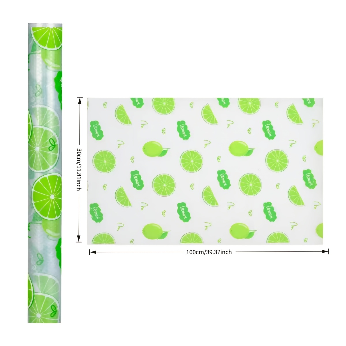 E-shop 11,81*39,37 Zoll Kühlschrank- Schubladen-Einschübe – EVA-Material, zwei Farben erhältlich, Kalk-Zitronen- Gelb-Zitronen-Muster, waschbar,