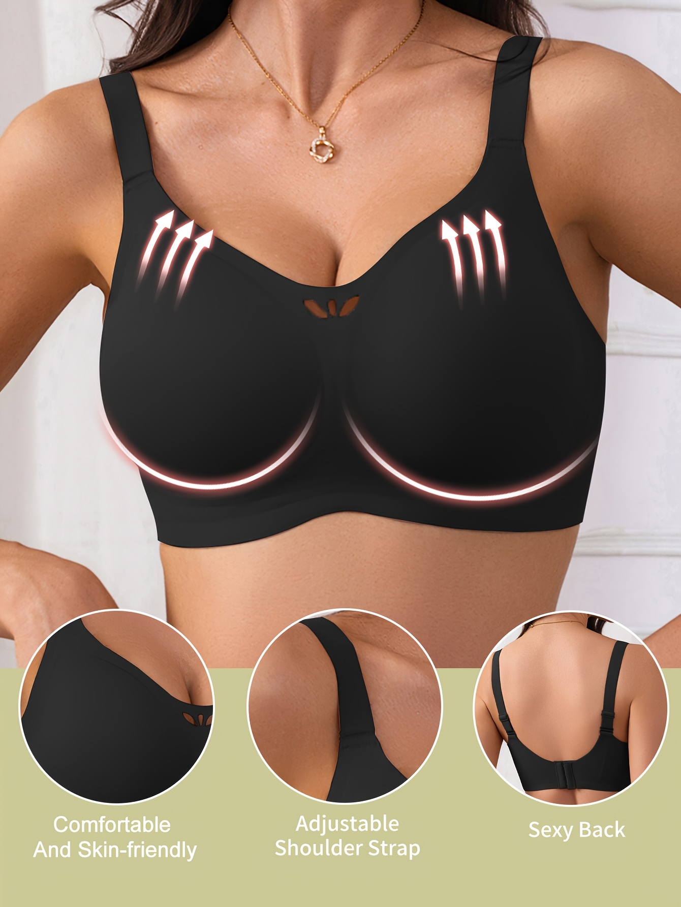 5pcs Seamless Jelly Sports Bra Set, Adjustable Straps