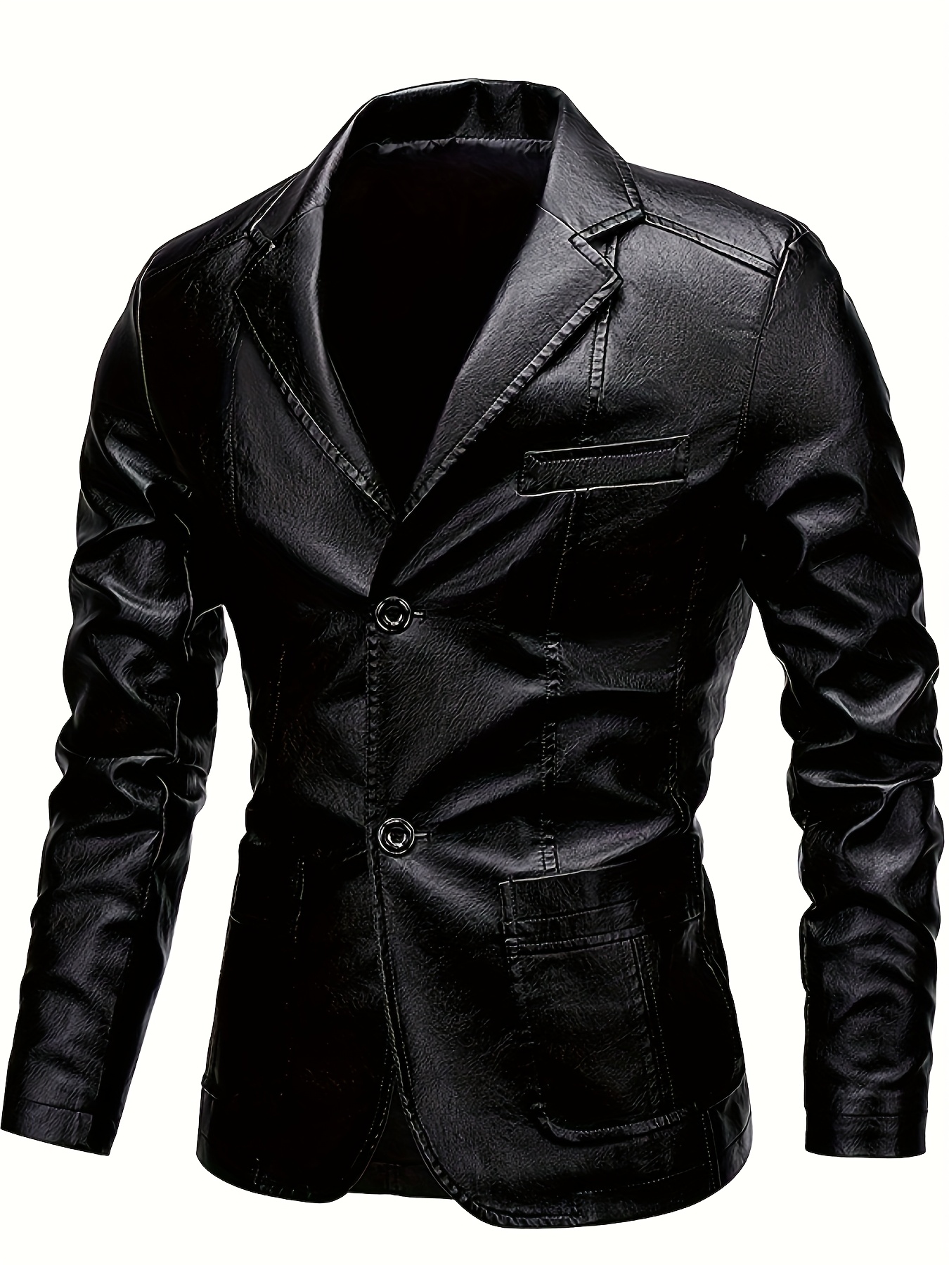 Men S Retro Motorcycle Jacket - Softshell Synthetic Short Length with Notched Lapel, Button Front & Functional Pockets - Casual Streetwear Outerwear for Autumn Winter, Winter Jacket, Classic Notched Lapel, Durable Winter Wear