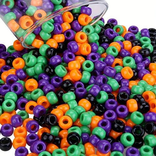 305 9mm acrylic halloween large hole beads mixed in black and green colors used for jewelry making bracelets and necklace materials