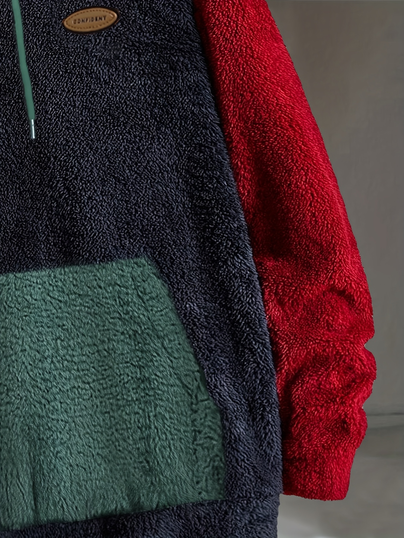 Men's Multicolor Fleece Hoodie with Patch - Warm, Casual Fall & Winter Sweatshirt with Drawstring Hood and Kangaroo Pocket, Casual Winter Wear|Color Block Hoodie|Soft Texture Sweatshirt