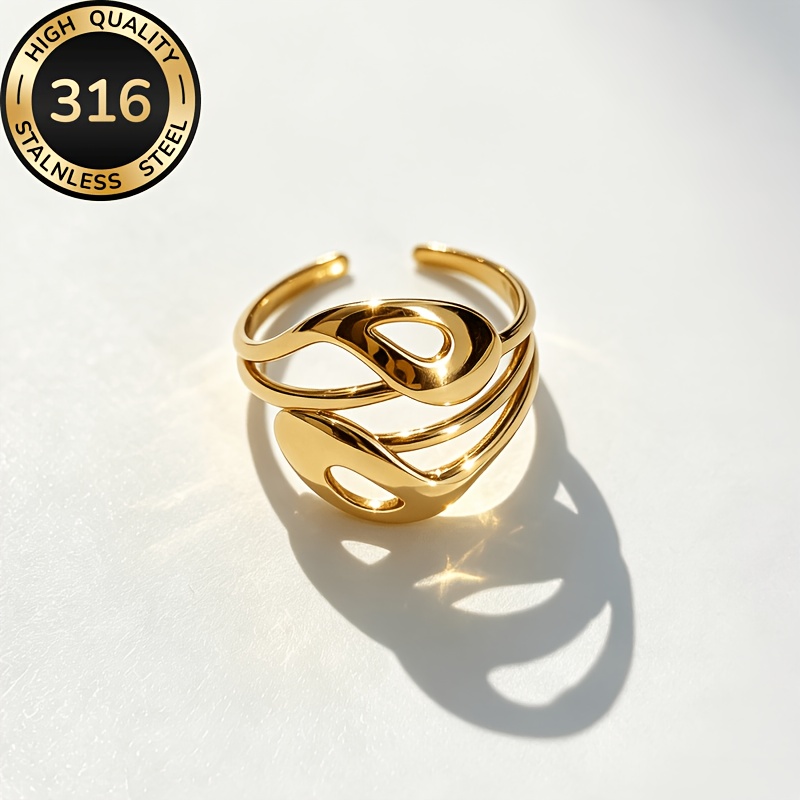 Women's Hypoallergenic Stainless Steel Adjustable Open Ring