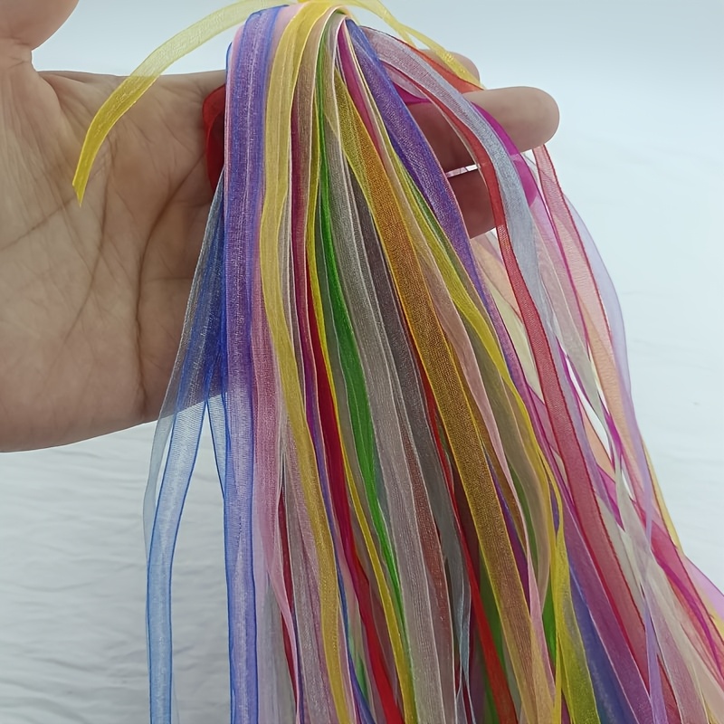 TEMU Confezione da 20 pz 6mm Nastro in Chiffon , Organza e Raso per Confezioni Regalo, Decorazioni, Bouquet da Sposa, Ghirlande per Feste, Tessuto