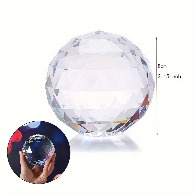 TEMU 80mm Crystal Glass Sphere With Rainbow Prism - Perfect For Windows, Home Decor, Office, Coffee Shops, And More - Romantic And Elegant Gift