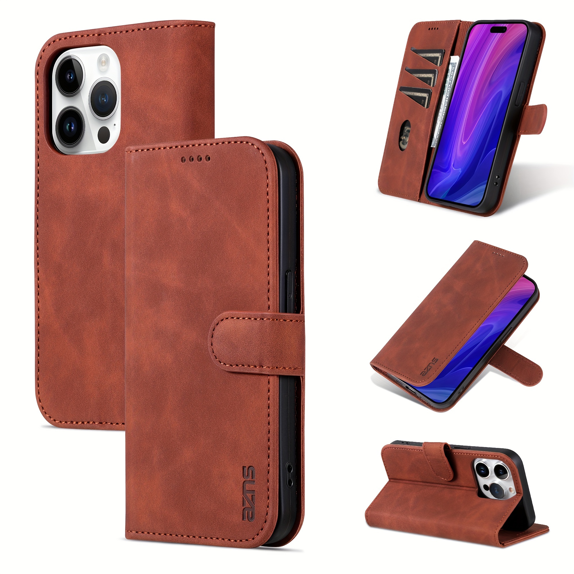 

Premium Leather Wallet Case For 15 Pro Max, 14 Pro, 11 Pro, 7/8 Plus, 13 Pro Max, X/xs/xr, 13/12 Mini - Luxurious Flip Cover With Card Slots, Stand Feature