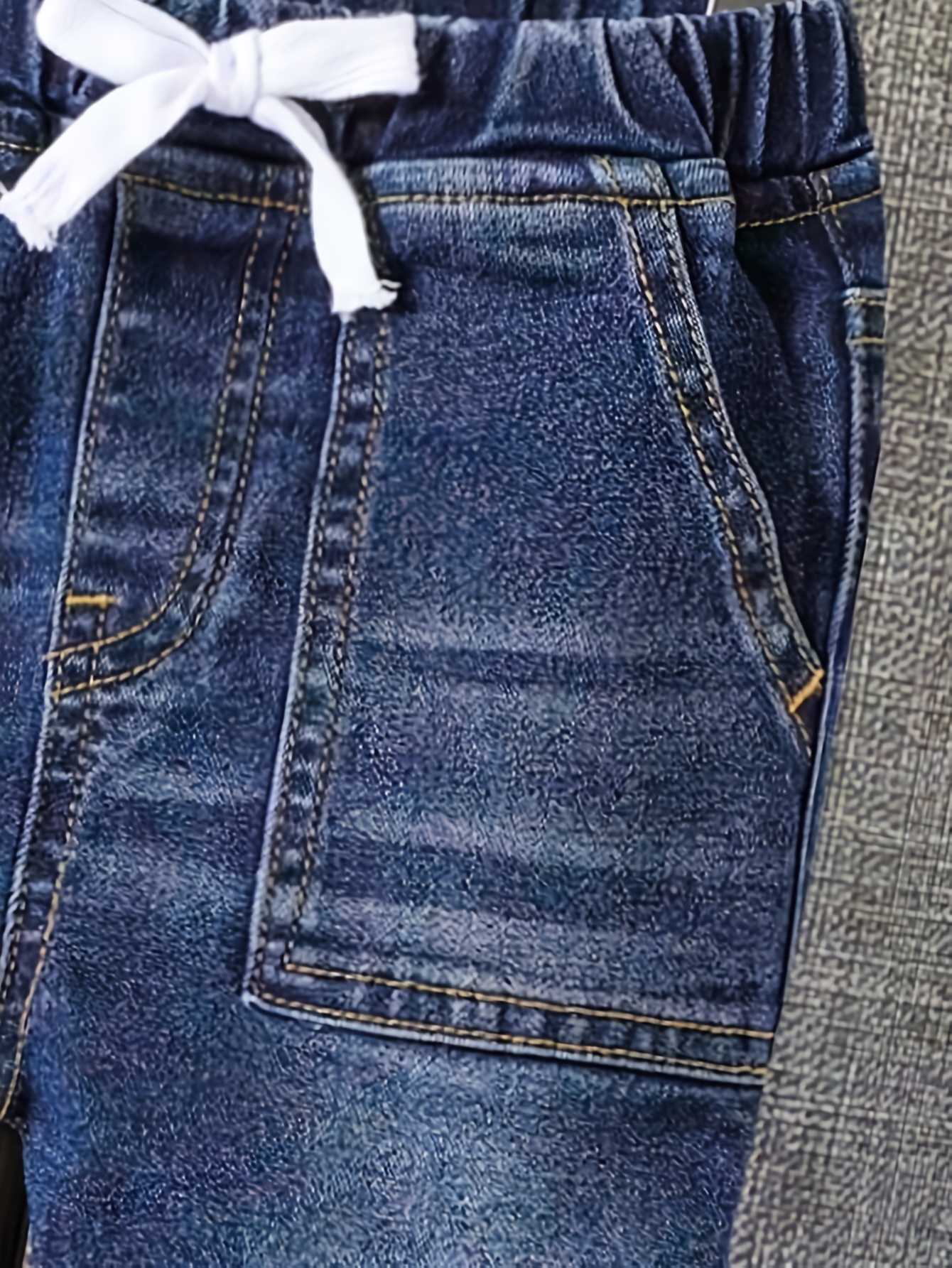 Jongens 2-delige Lente/Herfst Outfit Set - Geometrische Textuur Sweatshirt met Lange Mouwen & Ronde Hals & Stretch Jeans