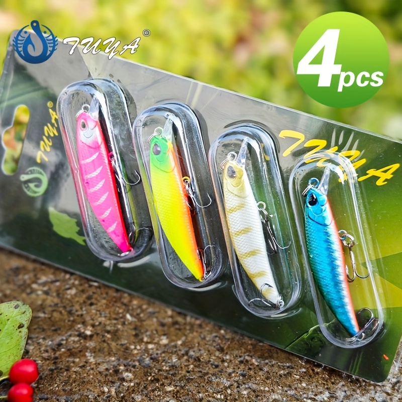 TEMU 4pcs Lure Baits Artificial Baits, Minnow Lure Set Floating Sea Fishing Simulation Fish Bait Fake Bait Lure Fishing Gear