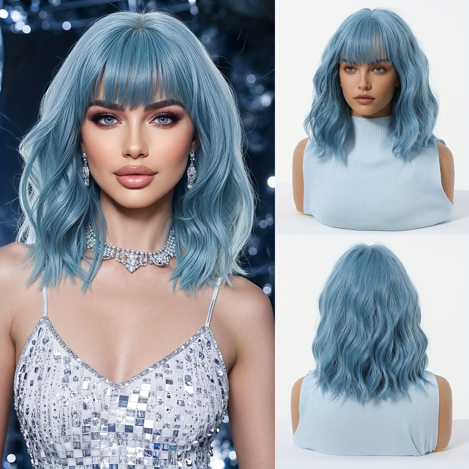 14- Bob Curly Wig, Synthetic Hair Wig, Stylish Women's Wig, Suitable For Daily Wear, Parties, Banquets, Performances, Music Festivals, Cosplay, Vibrant Wig