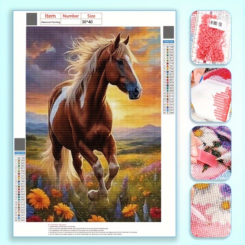 

Horse-themed 5d Diamond Painting Kit With Full Tools, Round Diamonds, 11.8x15.8in - Perfect For Beginners, Frameless Mosaic Wall Art Craft, Ideal Home Decor Gift