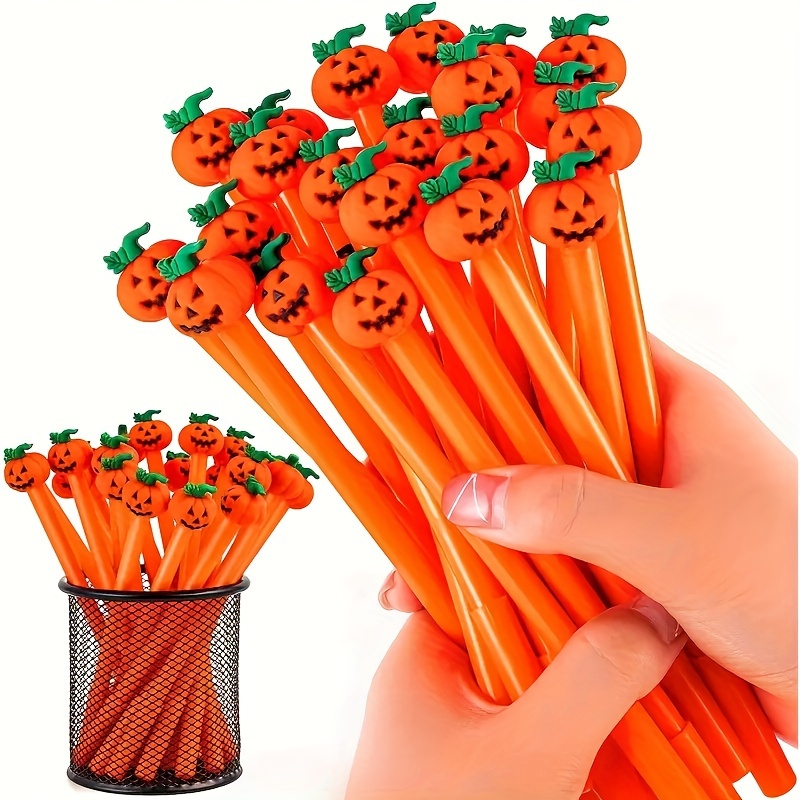 

10-piece Gel Pens - Cute Pumpkin & Designs, 0.5mm Fine Point Black Ink, Perfect For Party Favors, School & Office Supplies