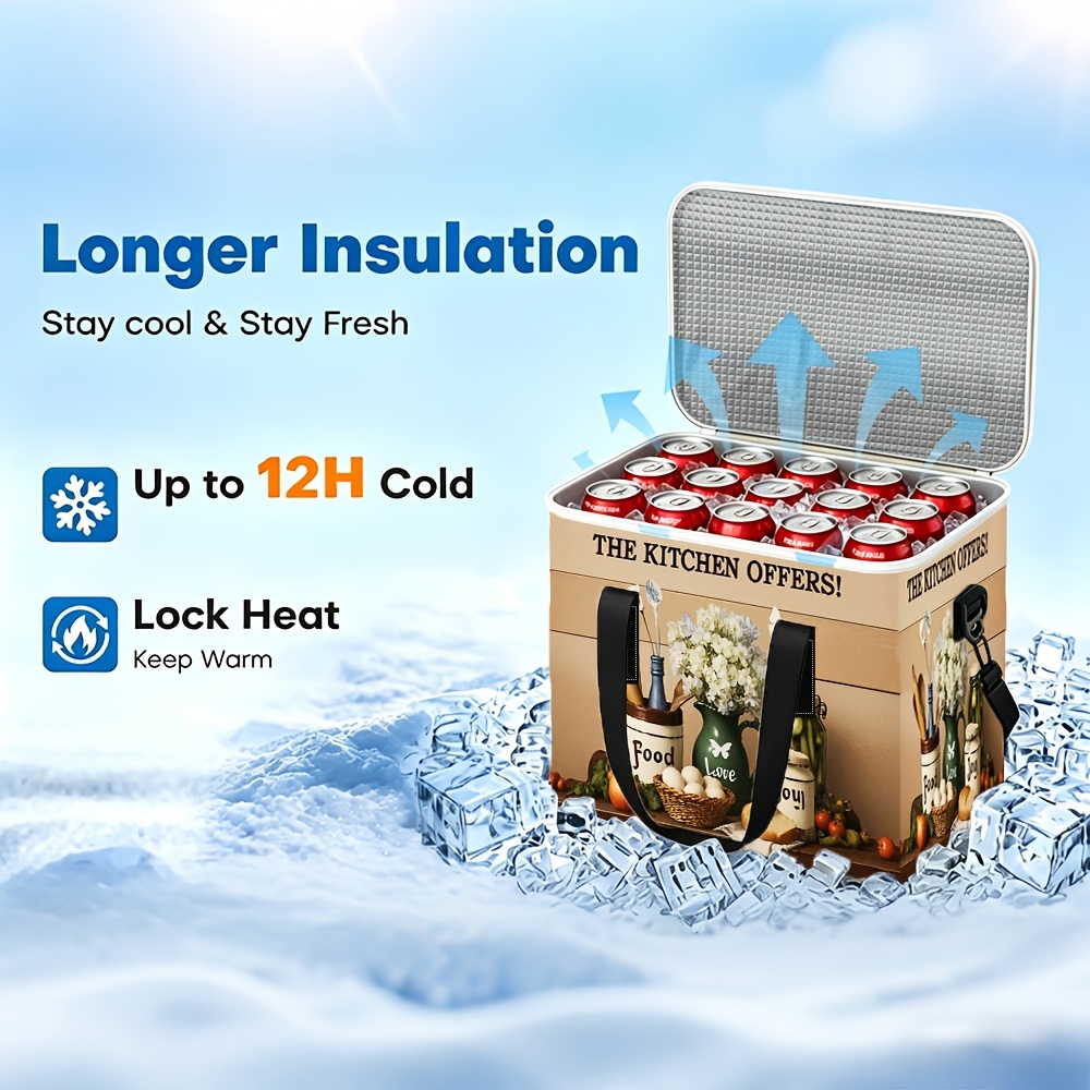 TEMU 55l Large Capacity Insulated Cooler Box & Storage Bag Suitable For Outdoor, Camping, Picnic, Grocery Shopping - Reusable Thermal Bag With