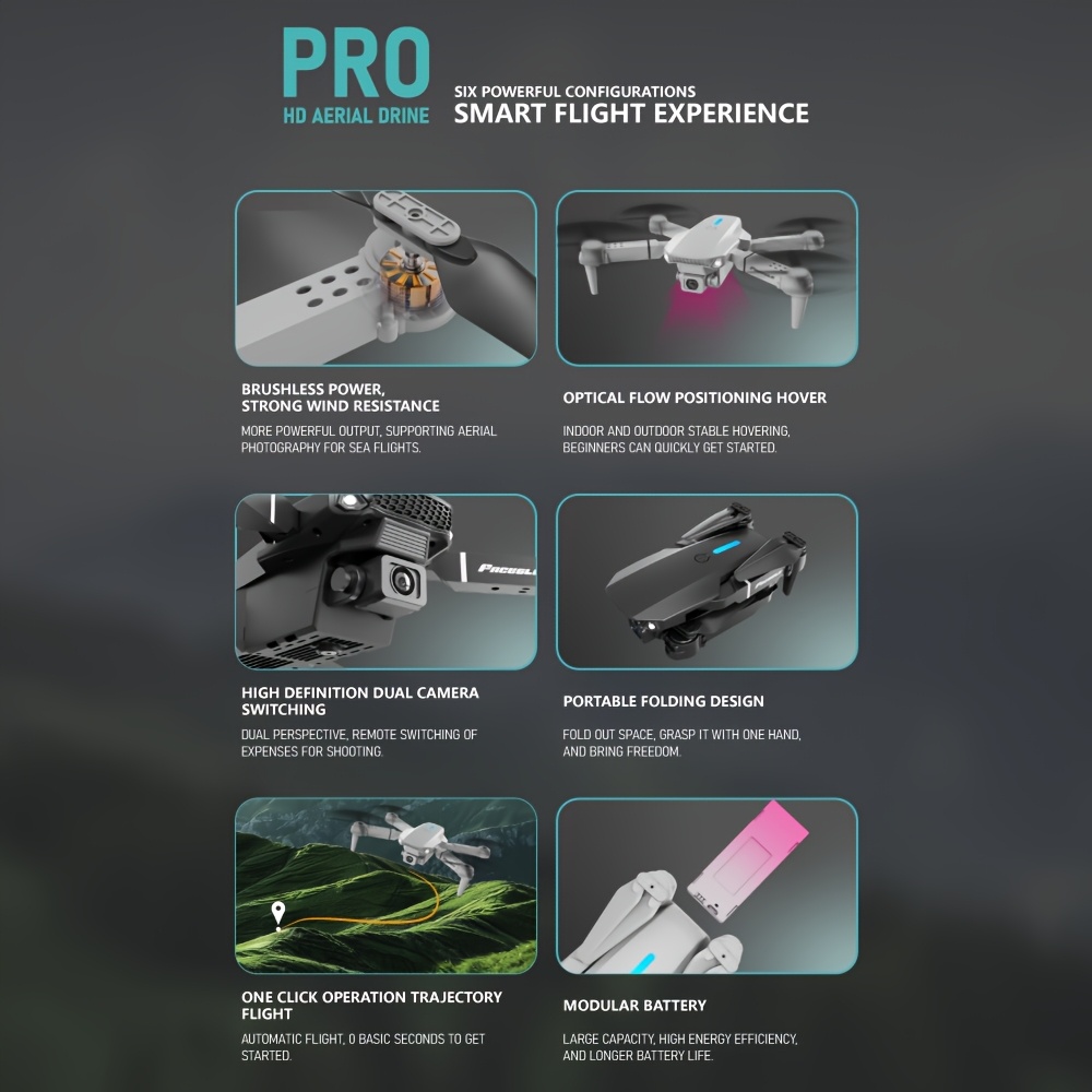 Ulepszony Dron E88 z WiFi i Utrzymywaniem Wysokości, Składany RC Quadcopter dla Początkujących, Latający na Zewnątrz i Prezent Świąteczny na Boże Narodzenie, Halloween oraz Dziękczynienie, Mini Dron z Kamerą, Dron z Kamerą, Mini Dron, Dron Rekreacyjny, Przenośny Quadcopter, Lekki Dron, Wytrzymała Konstrukcja, Stabilny Lot, Wi-Fi Drone, Hobbystyczny Dron, Dla Entuzjastów Dronów